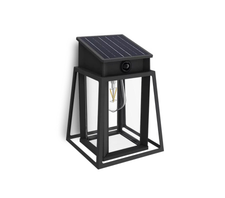 Garten-Wandleuchte Solar LED-Fassadenleuchte 3.2W 470lm 4000K IP44 mit Bewegungs- und Dämmerungssensor Schwarz Lysin Ultra Efficient Philips