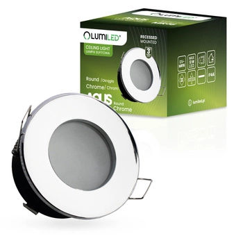 Einbaustrahler GU10, Einbauspot HALOGEN hermetisch für Badezimmer IP44 Chrom AQUA LUMILED