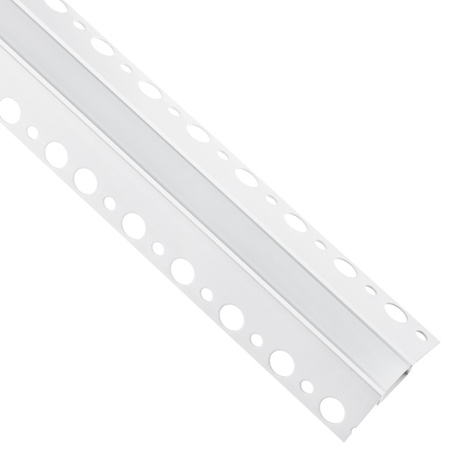 Eckprofil Architektonisches Aluminium LED-Profil typ Z für Gipskartonplatten mit Milchglasabdeckung, 2m LUMILED