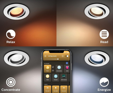 3x LED-Einbauleuchte 4.2W 400lm IP20 Weiß und Farbe Ambiance RGB + TW Weiß Smart SMART Zigbee Bluetooth Centura Philips HUE