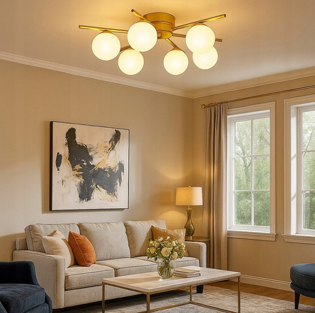 Kronleuchter Decke Pendelleuchte Dekorative 6x G9 Gold Bali Masterled