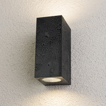 Wandleuchte Außen 2x GU10, Garten-Wandleuchte Schwarz Quadratisch ALLIUM LUMILED