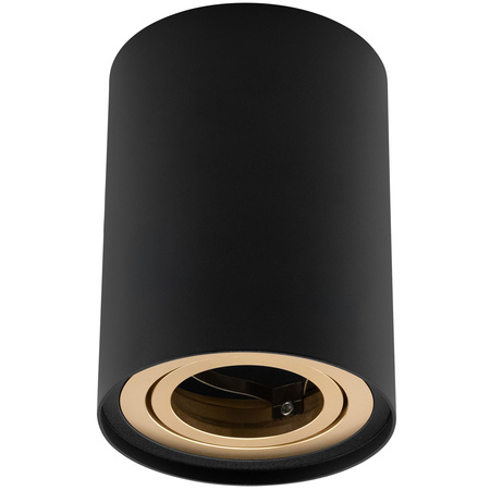 Aufputz HALOGEN Spot Tuba Movable AMAT-M GU10 Rund Schwarz-Gold 84mm LUMILED