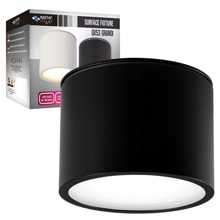 GRANDI LED Aufbau-Halogen-Deckenleuchte GX53 IP54 Rundrohr schwarz