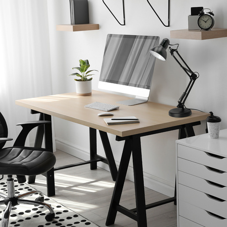 Schreibtischlampe Tisch E27 Verstellbar Stehend Anschraubbar Schwarz Kobi