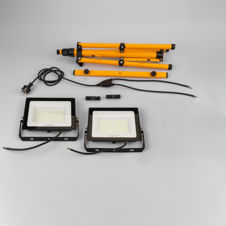 LED-Flutlicht ZUNA2 Halogenlampe 2x 100W 6500K auf Stativ + Kabel + Hermetischer Anschluss LUMILED