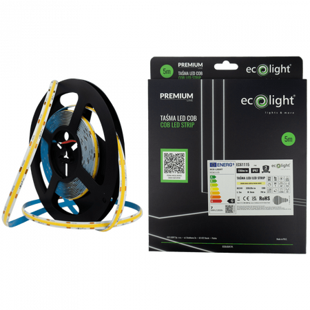 LED-Streifen COB 7W/m 735lm/m 320LED/m 24V 3000K Warm IP67 Rolle 5m Ecolight