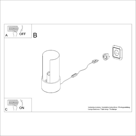 Schreibtisch Stehend Nachttischlampe E27 Weiß Flash Blau Saphir SL.1675 Sollux