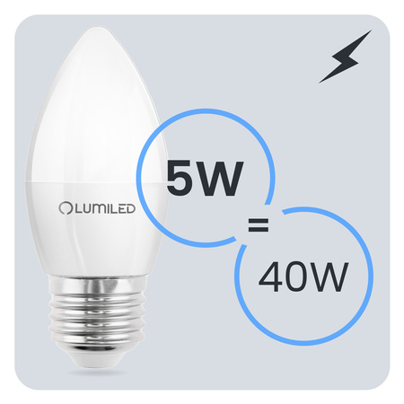 6x LED Lampen E27, Glühbirne B35 5W = 40W 470lm 180° 4000K neutral LUMILED