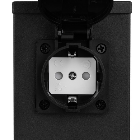 Gartenleuchte mit 2x Steckdose, Außenstehleuchte Pollerleuchte 230V 30cm Schwarz IBERI LUMILED