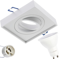 Set HALOGEN Tube Spot Movable MIDI GU10 Fixture Square White 20mm + LED GU10 6W 3000K LUMILED