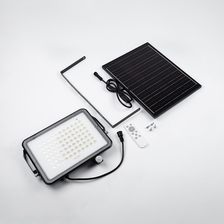 Solar LED Halogenstrahler 300W Gartenlampe 4000K IP65 PIR Bewegungsmelder + Fernbedienung FULGOR LUMILED