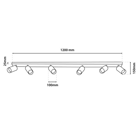 Deckenleuchte mit 6x GU10-Sockeln, Einbaustrahler HALOGEN schräg TABULA SPOT LUMILED