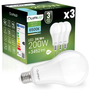 3x LED-Glühbirne E27 A95 24W = 200W 3452lm 6500K Cold 260° LUMILED
