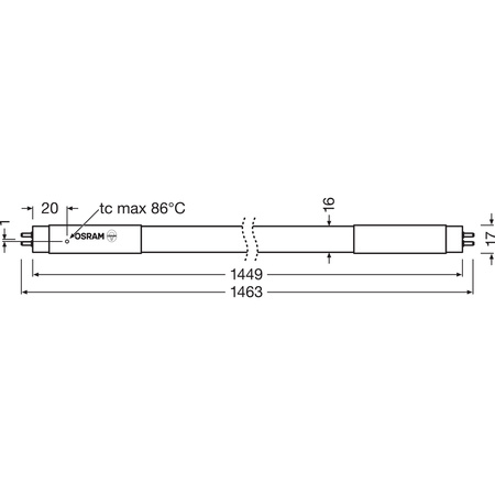 LED-Leuchtstoffröhre G5 T5 37W = 80W 5600lm 4000K Neutral 190° 150cm SubstiTUBE TUBE Osram
