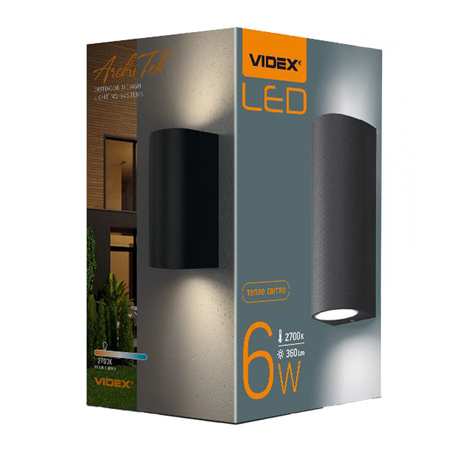 Garten-Wandleuchte Outdoor LED-Fassadenleuchte 6W 600lm 2700k Warm Black PELLE Videx