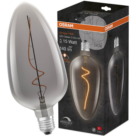 Dekorative Leuchtmittel E27 CLA125 4W = 15W 140lm 1800K Warm 300° Filament dimmbar OSRAM Vintage 1906