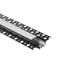 Aluminium LED Profil für Gipskarton REGIPS breit flächenbündig schwarz 1m mit milchigem Lampenschirm für LED Streifen + Kappen Ecolight GPS Serie