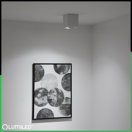 Halogen-Aufbauleuchte GU10, Aufbauspot 84mm beweglich Quadrat Tube Weiß AMAT-M LUMILED