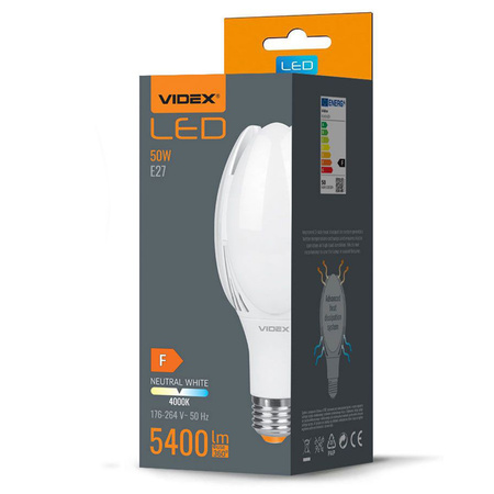 LED Lampen E27 A108 50W 5400lm 4000K Neutral 330° Videx