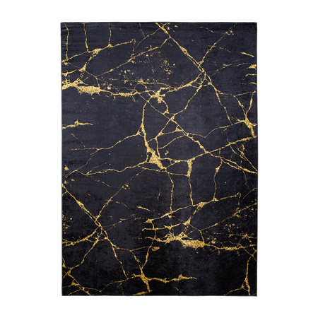 Anti-Rutsch MARBLE Teppich Teppiche Schwarz und Gold Marmor 160x230 cm GOLDLUX