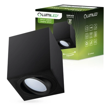 Halogen-Aufbauleuchte GU10, Aufbauspot Quadrat beweglich Schwarz AMAT-M LUMILED