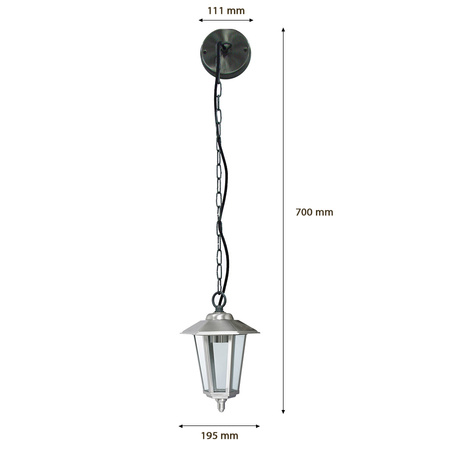 LED Gartenleuchte JUPITER E27 Elevation Wandleuchte Silber Hängelaterne Volteno