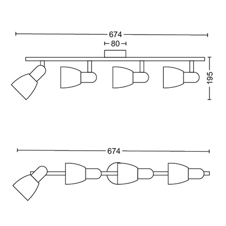 BURLAP Deckenleuchte 4x E14 Wandleuchte PHILIPS fester Reflektor