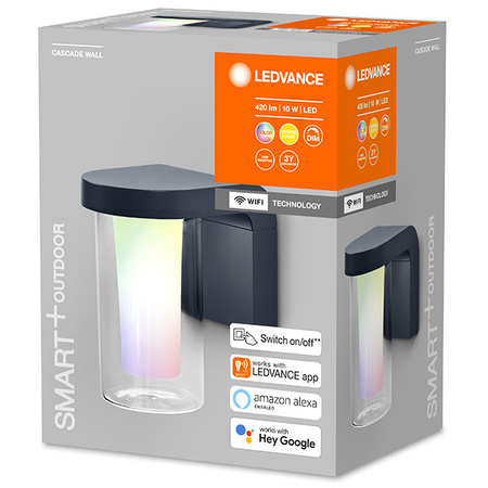 LED Fassadenwandleuchte INTELLIGENT 10W 420lm warme Lichtfarbe + RGB SMART + WiFi CASCADE LEDVANCE