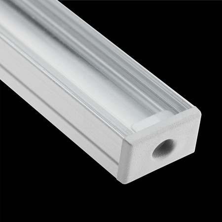 Profil aus eloxiertem Aluminium für LED KM35 Silber Aufbaumontage 1m + transparente Abdeckung + Endkappen