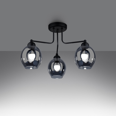 FILLAN 3 Kronleuchter Deckenleuchte 3xE27 Schwarz Modern SOLLUX