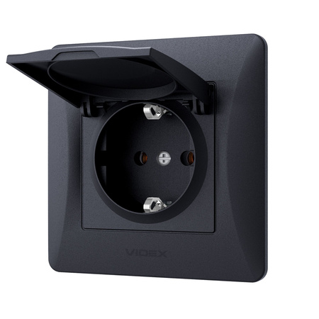 Einzelsteckdose Kontakt 16A Unterputz Schwarz BINERA VIDEX