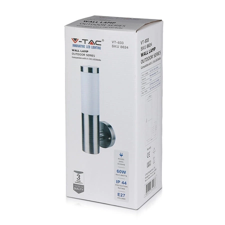 Gartenlampe Elevation Fixture Wandleuchte E27 Milchiger Schirm VT-833 V-TAC