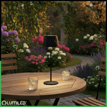 LED Gartenlampe Stehend Dekorativ Nachttisch USB Dimmbar Touch Schwarz FIORA LUMILED