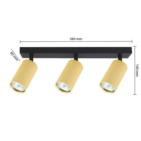 Spot Tuba Deckenleuchte Reflektor Halogen Leuchte 3x GU10 Moving Schwarz Gold Lucerno Masterled