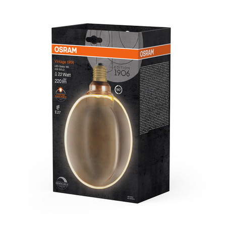 LED Dekorative Glühbirne G183 Sphere E27 4W = 22W 220lm 1800K Warm 330° Filament Dimmbar Vintage 1906 Osram