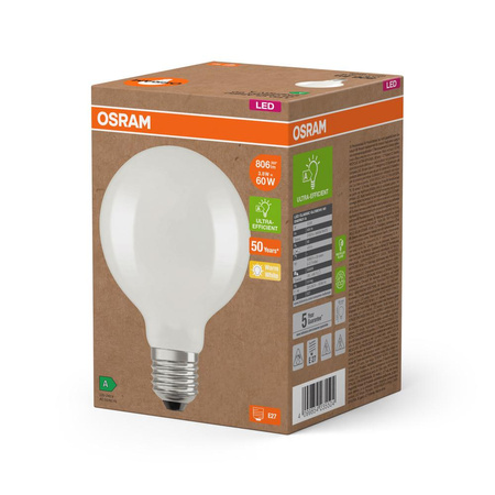 LED-Lampe G95 Sphere E27 3.8W = 60W 806lm 2700K Warm 300° Filament CLASSIC ENERGY EFFICIENCY Osram