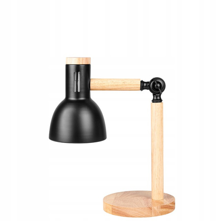 Schreibtischlampe Tisch Verstellbar E27 Schule Nachtschalter Ein/Aus Schwarz Braun Woody Masterled