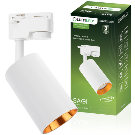 1-Phasen Strahler GU10, Schieneinstrahler Weiß und Gold SAGI LUMILED