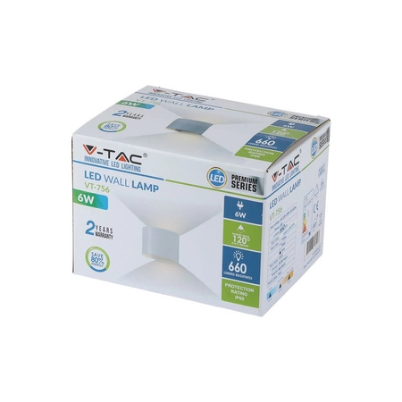 LED-Wandleuchte 6W 3000K IP65 Up/Down Einstellbarer Lichtwinkel Grau Rund BRIDGELUX CHIP VT-756 V-TAC