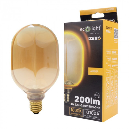 LED-Lampe O100 E27 4W 200lm 1800K Warm FILAMENT Dekorative ZERO Ecolight