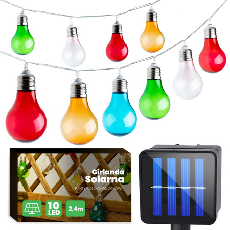 LED SOLAR GIRLANDE 2,4 m Gartendeko 10 bunte Kugeln PARTY GOLDLUX (Polux)