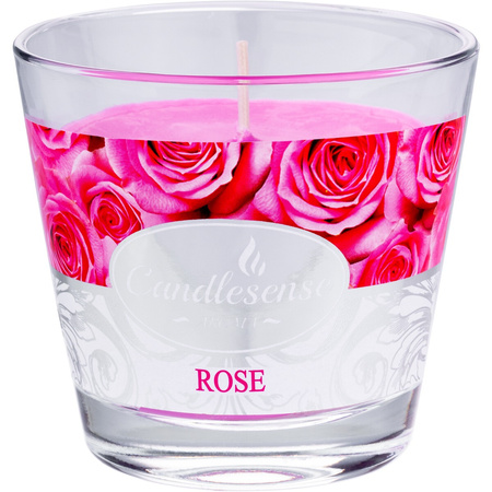 Duftende Dekokerze im Glas Rose