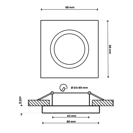 Halogen-Einbauleuchte Bewegliches Quadrat PICTOR Chromblech MR16 GU10 LUMILED