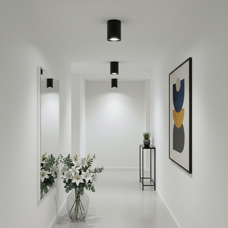 Aufputz HALOGEN Spot Tuba Beweglich AMAT-L GU10 Rund Schwarz-Gold 115mm LUMILED