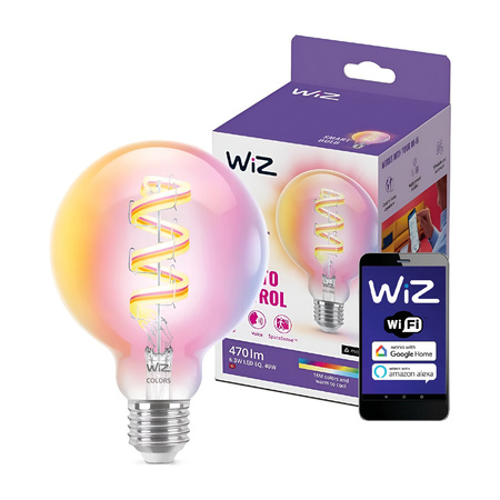 LED-Lampe E27 G95 6.3W = 40W CCT + RGB FILAMENT SMART WiFi WiZ