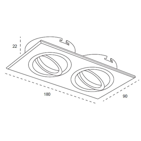 Spot Halogen Flush Mount 2x GU10 Rechteckig Beweglich Schwarz Styx Masterled
