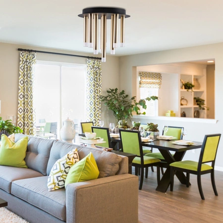 Deckenanbauleuchte 9x G9 Schwarz Gold Glam Sanico Goldlux