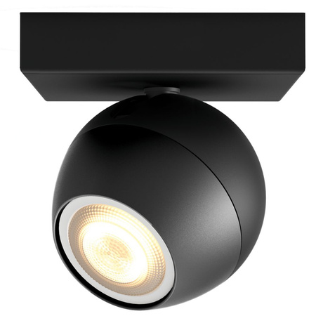 Spot Buckram LED Wandleuchte Schwarz 5W CCT PHILIPS HUE Bluetooth + Dimmerschalter