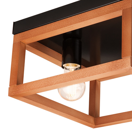 VILLY Deckenleuchte 2xE27 Schwarz aus Holz LM - 2.175 Lamkur